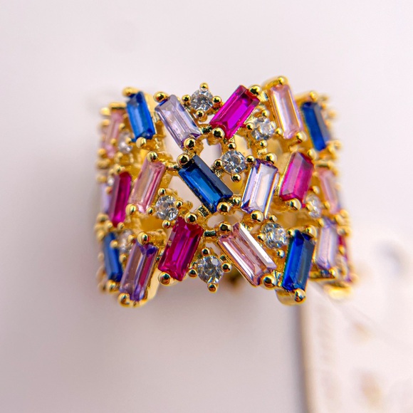 Sahira Stacie Rainbow Baguette Gold Plated Ring. Size 6. - Picture 7 of 7